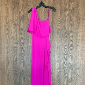 BCBG: Magenta one shoulder evening gown